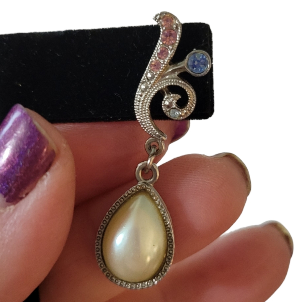 Vintage Earring Lot Of 2 Faux Pearl - Picture 5 of 8